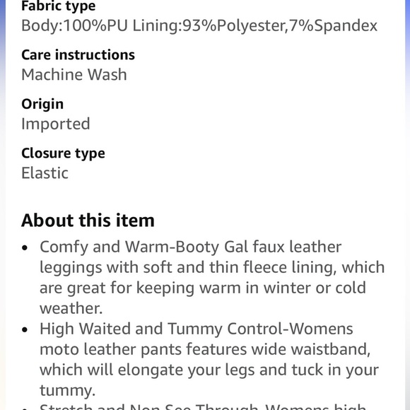 NWT Booty Gal high waisted faux leather leggings - XL - Picture 5 of 13